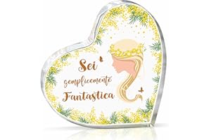 Giftasy Regalo Donna, Regalo Ragazza - Decorazioni/Fermacarte in Acrilico, Idea Regalo Donna Natale, Compleanno, Festa della Donna, Mimosa Addobbi