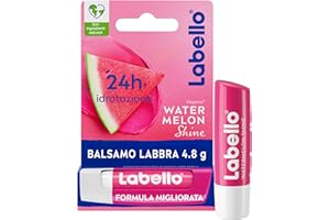 Labello Watermelon Shine Burrocacao labbra 4.8 g, Balsamo labbra colorato e nutriente all'aroma di Anguria con pigmenti scintillanti, Lip balm idratante per 24 ore con ingredienti di origine naturale