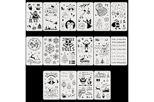 FloraVigo Weihnachten Schablonen, 16 Stück Weihnachts Stencils Set Wiederverwendbares Malerei Vorlage Bemalen, DIY Christmas Schablone zum Malen an Wand, Geschenkkarte, Kleidung, 17,8 x 10,2 cm
