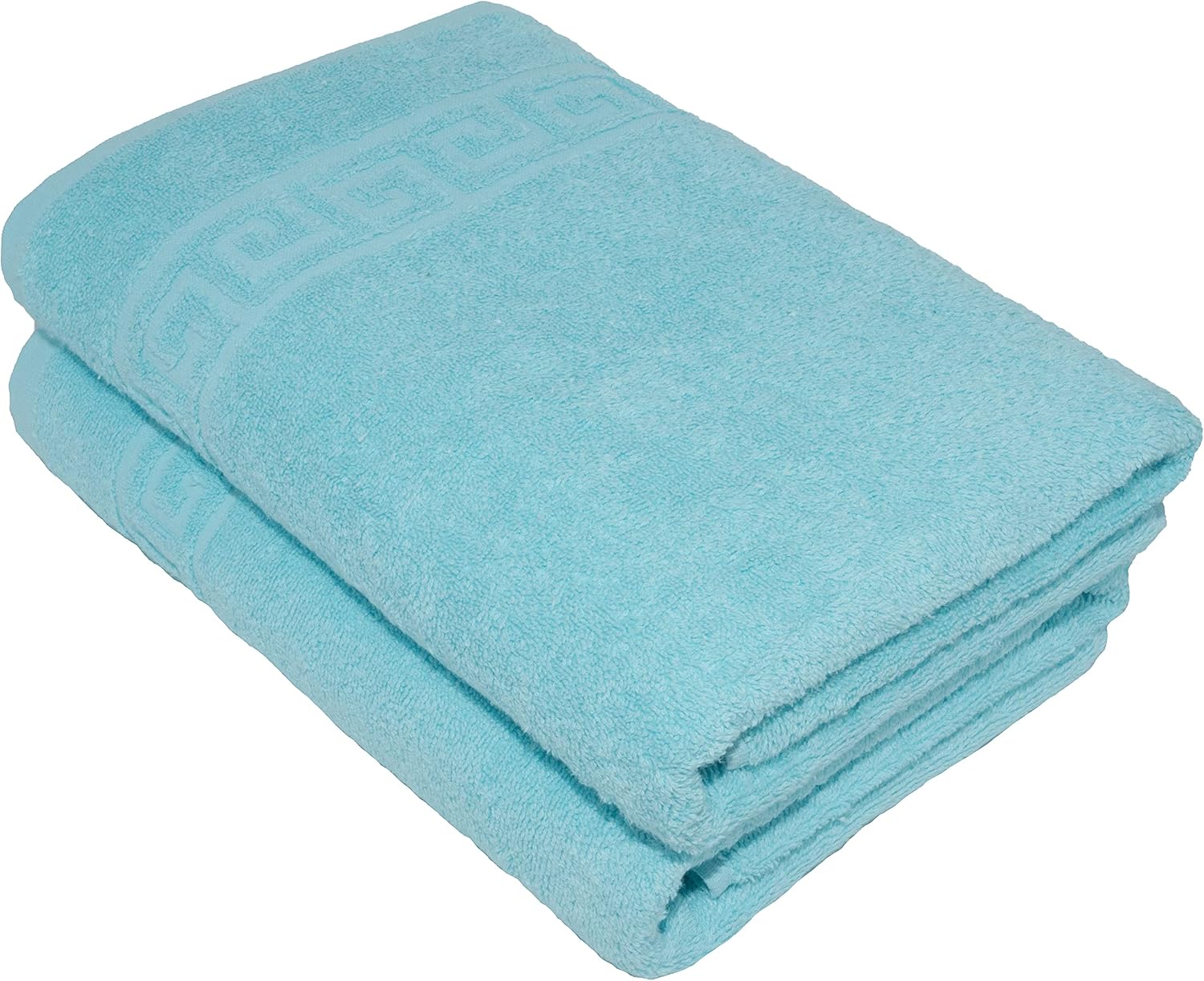 LIGHT TURQUOISE 2 X BATH TOWELS SET, 70X140 LARGE SIZE 100% NATURAL COTTON 500 GSM THICK ABSORBENT TOWEL, HOTEL QUALITY RINGSPUN