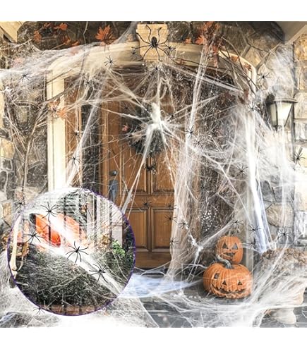 Halloween Spinnennetz Set Mit 30 Spinnen - 200g Dehnbare Spinnweben Für Innen & Außen