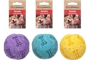 Flamingo Jouet pour Chien Freckles Balle 9,5cm – Caoutchouc TPR Résistant – Texturée et Rebondissante – Jouet de Lancer/Mastication pour Votre Chiens – Plusieurs Couleurs, Pas de Choix Possible