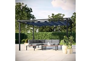 AVRIL PARIS Tonnelle Pergola Aluminium 4x3 m Anthracite - Toile en Polyester Coulissante Rétractable Anthracite - Pergola Jardin Exterieur - Résistante aux UV – Havana