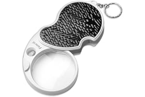 ‎FANCII Fancii 3x Taschenlupe Leselupe mit LED Licht und 15fach Vergrösserungsglas, 60 mm Durchmesser Geschützter Kleine Lupe für Lesen von Zeitungen, Bücher Für Unterwegs; Handlupe für Schmuck und Münzen