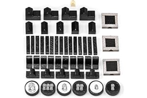 Waldfelsen® Figurines en bois: 4 villes, 5 colonies, 15 rues, 15 navires, 6 chevaliers et 3 murs de la ville adaptés aux colons (Couleur : Noir)