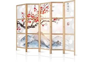 ‎MURANDO murando - Paravent Innen Raumteiler Holz Botanik Abstrakt 225x172 cm 5-teilig Japanische Trennwand Raumtrenner Room Divider Mobiler Sichtschutz Spanische Wand Raum Abtrennung Natur p-B-0049-bh-c