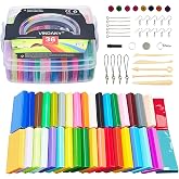 Vindany 36 Colors Polymer Clay Modeling Clay Kit Soft Non-Toxic Baking Soda DIY with Tools and Storage Box Christmas for Kids