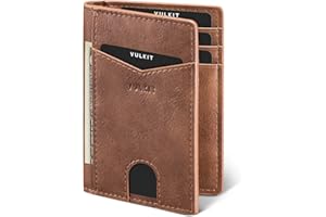 VULKIT Bifold Front Pocket Slim Wallet RFID Blocking Minimalist Thin Leather Credit Card Holder Wallet for Men and Women