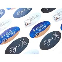 48 X 45 Mm Merry Christmas Stickers -Round Seal Labels, Stickers For Presents, Envelopes, Bags Or Cards Gift Wrapping #SNP18-D1 Sara Prints