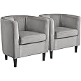 Yaheetech Velvet Tub Chairs set of 2, Accent Living Room Chairs set of 2, Barrel Upholstered Armchairs, Modern Club Sofa Chairs for Bedroom Lounge Reception, Grey