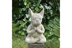 MINGZE Statue de Bouddha Bulldog, Figurine de Chien de Yoga en Méditation Animal Zen en Résine Décoration de Jardin de Pelouse Intérieure et Extérieure