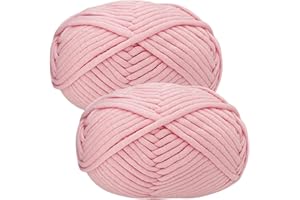 ‎RENYIZ Häkelgarn Baumwolle Wolle zum Häkeln Chenille 2x50g Häkelwolle,Crochet Yarn Dickes Baumwoll-Nylon-Mischgarn Häkelgarn für Anfänger Rosa Garn