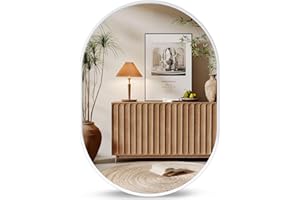 ‎DRIPEX Dripex Ovaler Wandspiegel 50 * 70cm mit Aluminiumrahmen,dekorativer HD Wandspiegel Schminkspiegel für Badzimmer/Ankleidezimmer/Wohnzimmer,unbrechbarer Spiegel (Weiß)