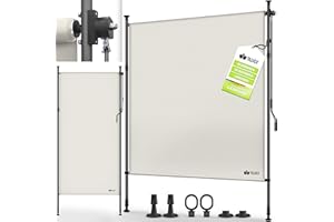 tillvex® Klemmmarkise Senkrechtmarkise 100x310cm Beige mit Handkurbel ohne Bohren | Sichtschutz Ausziehbar & Blickdicht | Vertikalmarkise Balkon Terrasse Garten | Sichtschutzrollo Wetterfest