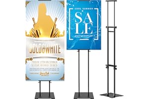 VAIIGO Doppelseitiger Plakatständer (für 2 Plakate) Infoständer Verstellbarer Metall Präsentationsständer Werbeständer Standhöhe bis 78 Zoll (Schwarz)