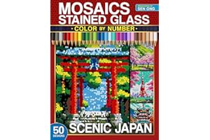 Scenic Japan Stained Glass Mosaics Color by Number: 50 Iconic Japanese Landmarks and Breathtaking Landscapes