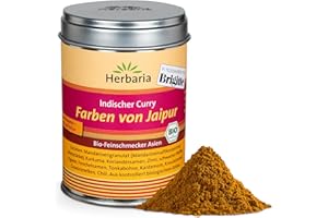 ‎HERBARIA Herbaria Farben von Jaipur bio 80g M-Dose – Bio-Currypulver - indischer Curry - fertige Bio-Curry Gewürzmischung für indische Gerichte - mit erlesenen Zutaten - in nachhaltiger Aromaschutz-Dose