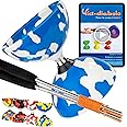 Juggle Dream Jester Diabolo Set - Bearing Axle Professional Diabolo with Aluminium Handsticks and Online Learning Video - Juggling Toy (Blue/White)