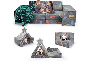 MINENICE Sofá de juegos para niños, módulo de combinación de 9 piezas, sofá cama de espuma blanda, adecuado para jugar y dormir