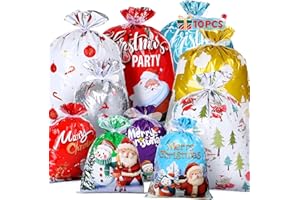Ucouper Sacchetti Natale Varie Dimensioni Buste Regalo 10 PZ Confezioni Natalizie per Regali Grandi Medi Piccoli