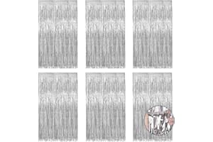 BELLALICHT 6 sztuk błyszczących zasłon lametowych, na imprezę, na urodziny dziecka, Halloween, Boże Narodzenie, wesele i sylwestra, dekoracja tła (kolor srebrny)