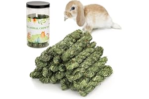 EPISKEY Bunny Chew Toys, Small Animal Treats Natural Timothy Grass Chew Toys, Grass Stick Pet Snacks Molar Teeth Grinding Toy Chewing for Chinchillas Hamsters Guinea Pig Dwarf Rabbit Gerbils