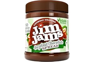 SNACKIFY Jimjams Plant based Vegan No Added Sugar Hazelnut Chocolate Spread 350g | Healthy Diabectic Belgium Choco Spread | Ideal on bread & breakfast & Baking Cakes, Pancakes, Muffins (1, Hazelnut)