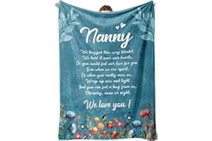Niyewsor Nanny Gifts, Nanny Blanket with Floral & Letter Print, Birthday Gifts for Nanny from grandchildren, Mothers Day Presents for Nanny Grandma, Soft Throw Blankets 50" x 60"