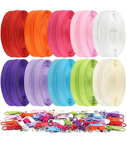 Endlos-Reißverschluss Set 5 Farben – 2 M Nylon, 5 Mm, Mit Köpfen & Endstücken, Zum Zuschneiden