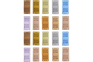 FRUTA 50 pcs Handmade Tag Label Faux Leather Label PU Embellishment Label Knit DIY Crafts for Gloves Bags Shoes Hat Sweater Knitting(WHL-10)