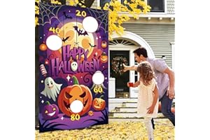 LEKABEE Giochi lancio Halloween, giochi lancio della zucca con 3 sacchi di fagioli per decorazioni delle feste a tema di Halloween, attività di carnevale all'aperto Cornhole per adulti e ragazzi