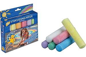 Pustefix Malefix Street Painting Chalk | Pack of 6 | Painting Chalk for Children and Adults | Variety of Colours | Bright and Strong | Water-Soluble | For Street and Yard