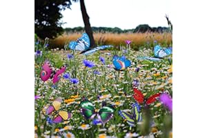 ‎LOMYLM LOMYLM 24Stk Schmetterlinge Deko Garten Ornamente, Bunte Schmetterlinge Blumenstecker für Grab/Pflanze/Hof/Garten Sommerhäuser/Party Dekoration, Feen Garten Zubehör