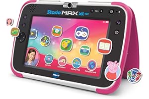 VTech - Storio Max XL 2.0, Tablet educativo multifunción 7", especialmente diseñado para niños, cámara 180º para fotos y selfies, vídeos, juegos, cine, historias, color rosa, versión ESP (80-194657)