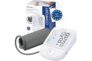 Beurer BM 38 Tensiómetro de brazo, manejo sencillo con un solo botón, medición precisa, detección de arritmias, pantalla XL, brazalete de 22-42 cm, Transferencia de datos a Apple Health