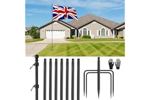 JAOGAUS 10 FT Flagpole, Heavy Duty Stainless Steel Flag Poles in Ground with 5 Prongs Stake, Flag Pole Topper for Outdoor Garden