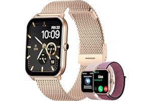 Dachma Uhr Damen Smartwatch Telefonfunktion - 1.85" Smart Watch Damen mit Whatsapp Funktion Rosen Gold smartwatch Android Swatch Uhren schrittzähler Uhr Damen Uhr smartwatch + 3 Armband smartwatch