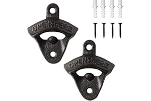 Uncle Paul® KH02 Flaschenöffner aus Gusseisen, zur Wandmontage, Vintage, rustikal, mit selbstschneidenden Schrauben, für Zuhause, Garten, Bar, KTV, Hotel, 2 Stück