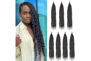 Mscat 24 Inch Ocean Wave 7Pack Crochet hair Extexsions Long Braids Deep wave Synthetic hair Curly Braiding hair for Black Women 1B#