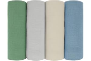 Peepeemax Langes Coton BéBé, Mousseline Lange Bebe Lot de 4, Extra Doux Absorbant Respirant pour Nouveauné Peau Sensible, Carrés de Mousseline pour Garçons et Filles (Bleu, 60x60cm)