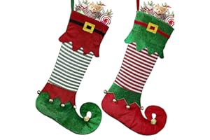 ATSGJLZN 2 Stücke Weihnachtssocken, Nikolausstrumpf Weihnachtsstrumpf Personalisiert Nikolausstiefel zum Befüllen Christmas Socks Aufhängen für Weihnachtsbaum Kamin (56 x 18 cm)
