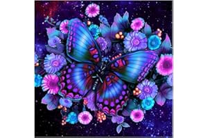 AIRDEA 35x35cm 5D Butterfly Diamond Carft Painting Kits for Adults, DIY Flowers Diamond Carft Painting Kits, Round Full Drill Butterfly Diamond Art Kits Animal Gem Art Painting Picture Home Wall Decor