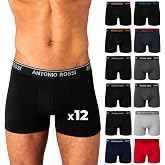 Antonio Rossi Pack of 12 Cotton Boxer Briefs for Men, Breathable