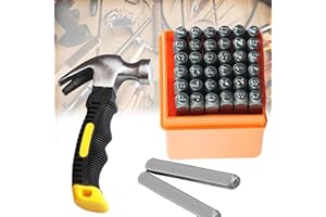 CXAFQ Lot De 36 Tampons De 3 mm Pour Lettres Et Chiffres, Kit De Tamponnage, Lettres A-Z, Chiffres 0-8, Lettres Arabes Et Chiffres En Métal Pour Gaufrer le Métal, le Bois Et le Cuir DIY