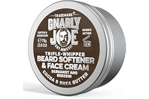 TRADEMARK GNARLY JOE EST.MMXVII Gnarly Joe Beard Softener & Face Cream with Triple-Whipped Cocoa & Shea Butter, Natural Beard Moisturiser Conditioner, Bergamot & Benzoin Scent, 85ml - Made in UK
