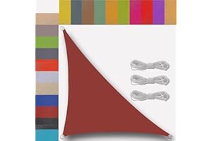 UFAMILUK Toile d'ombrage Triangle Imperméable en 185g/㎡ Polyester Anti 95% UV Voile d'ombrage Triangle Rectangle pour Patio Jardin terrasse extérieur Piscine 1.2x1.2x1.2m Rouge Rouille