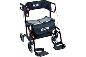 Drive Medical 745R Diamond Déambulateur/fauteuil roulant de transfert avec repose-pieds