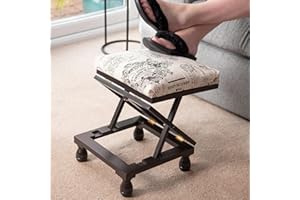 GREENHURST 3-Position Adjustable Footstool with Solid Wood Frame, Padded Top. Ideal for Living Room, Bedroom & Office. White or Mahogany Finish