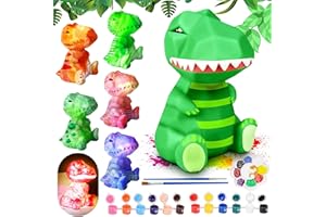ONLYFUN Kreatywny zestaw do malowania lampek z dinozaurami zestaw 3D do samodzielnego wykonania dla dzieci w wieku 3 4 5 6 7 8 9 10 11 12 lat - lampka nocna z możliwością dostosowania motyw jednorożca
