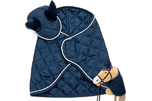 Hoofly Hobby Horse Accessory Set - Blanket & Fly Cover in Blue for Hobby Horses [TÜV Approved] - High Quality Equipment in Set - Ideal for Game & Training